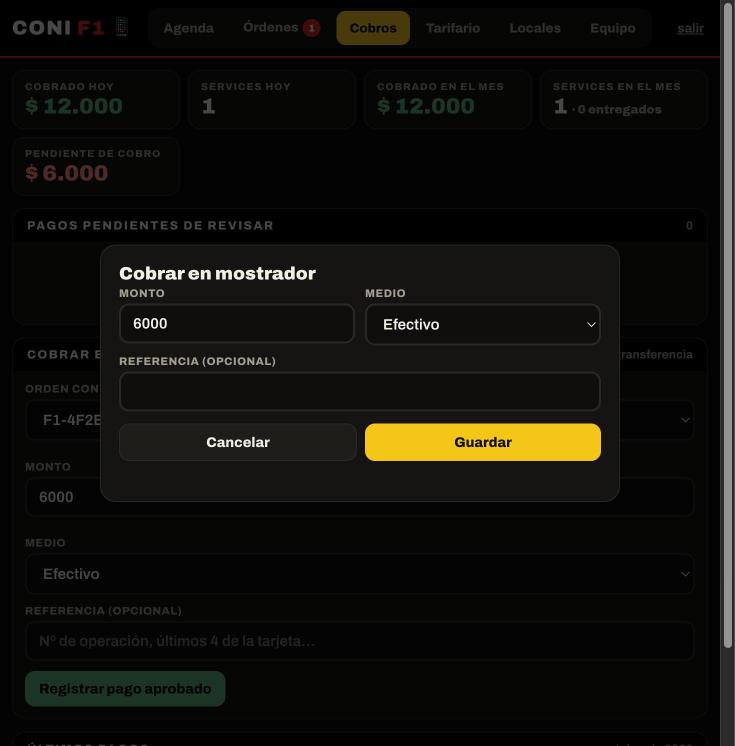 Cobrar en mostrador